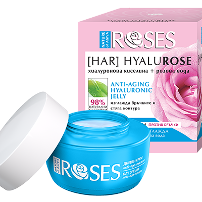Nature of Agiva Roses Hyaluronic Jelly - Интензивен гел крем против бръчки, 50мл