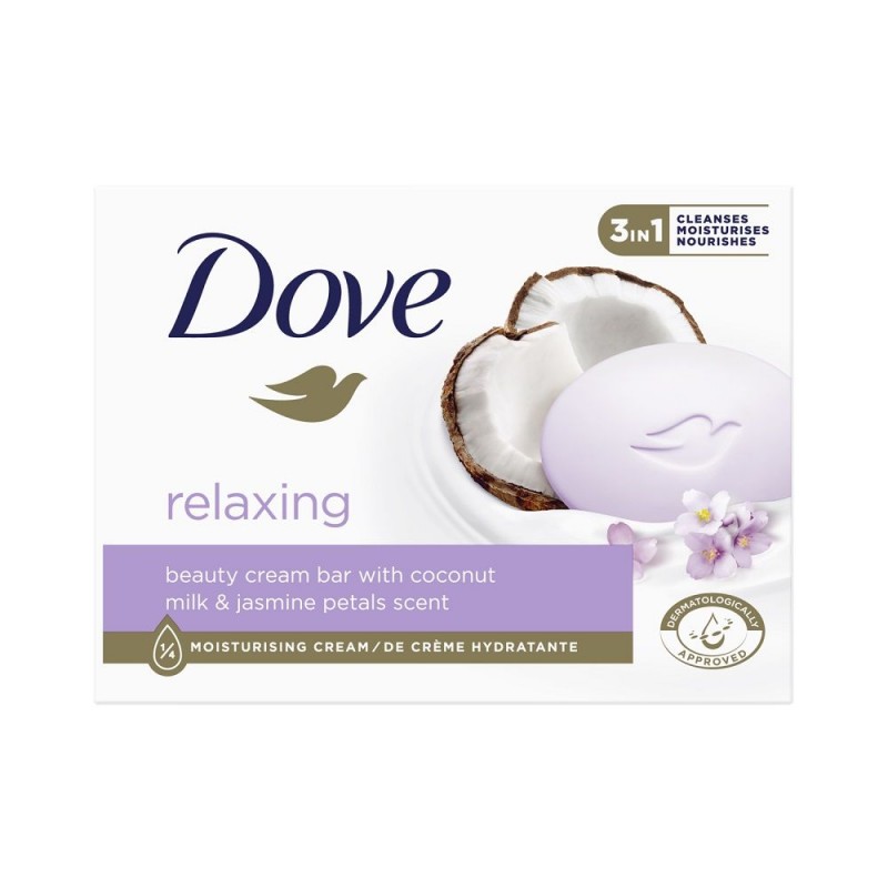 Dove Relaxing - Подхранващ крем-сапун за ръце, лице и тяло с аромат на кокос и жасмин 90гр