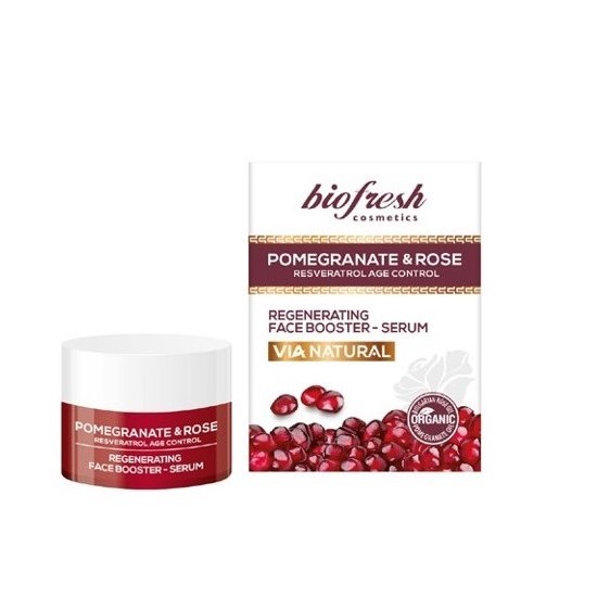 Biofresh Via Natural - Регенериращ серум за лице с нар и роза 30мл