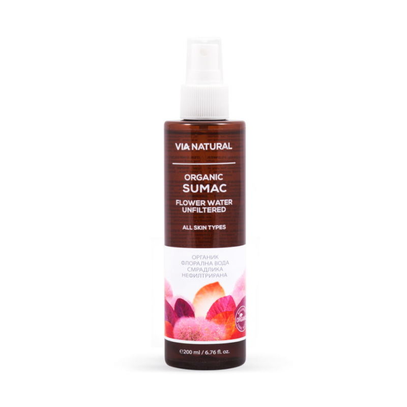 Biofresh Via Natural Sumac Flower Water - Органична флорална вода от смрадлика 200мл