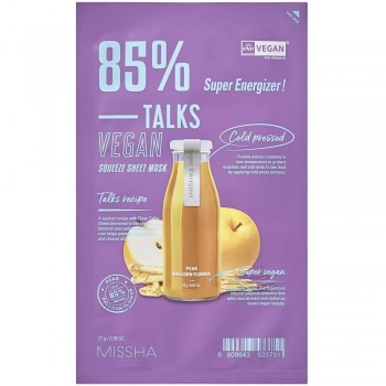 MISSHA Talks Vegan Super Energizer - Текстилна маска за лице с круша и камбанка 27гр