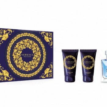 Versace Pour Homme - Подаръчен комплект за мъже: 50мл тоалетна вода + 50мл шампоан за коса и тяло + 50мл балсам за след бръснене