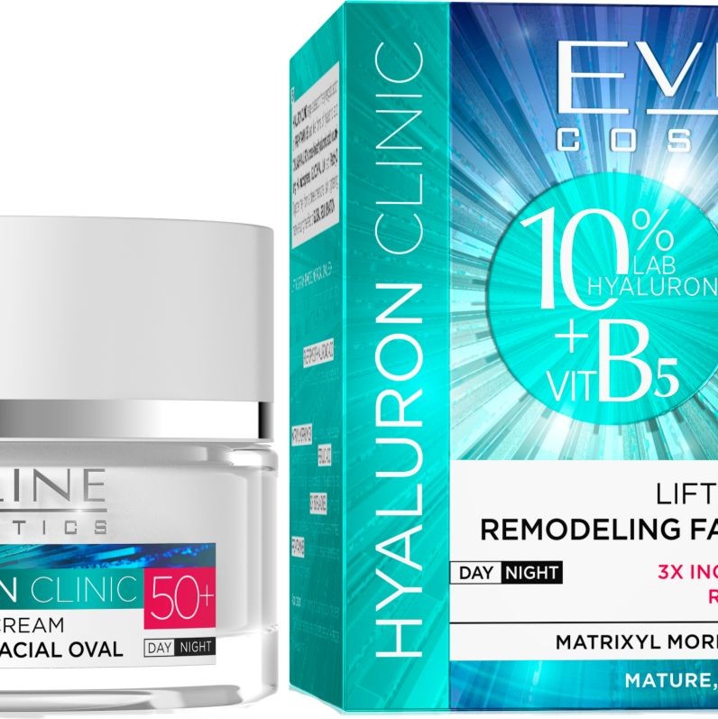 Eveline Hyaluron Clinic B5 Lifting Cream Day Night 50+ - Дневен и нощен крем за лице с лифтинг ефект 50мл