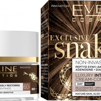 Eveline Exclusive Snake Luxury Intensely Restoring Cream-Concentrate Day & Night 60+ - Дневен и нощен крем-концентрат за лице против бръчки 50мл