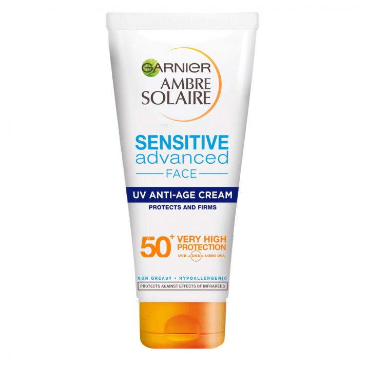 Garnier Ambre Solaire Sensitive Advanced UV Anti-age Cream - Слънцезащитен крем за лице SPF50, 50мл
