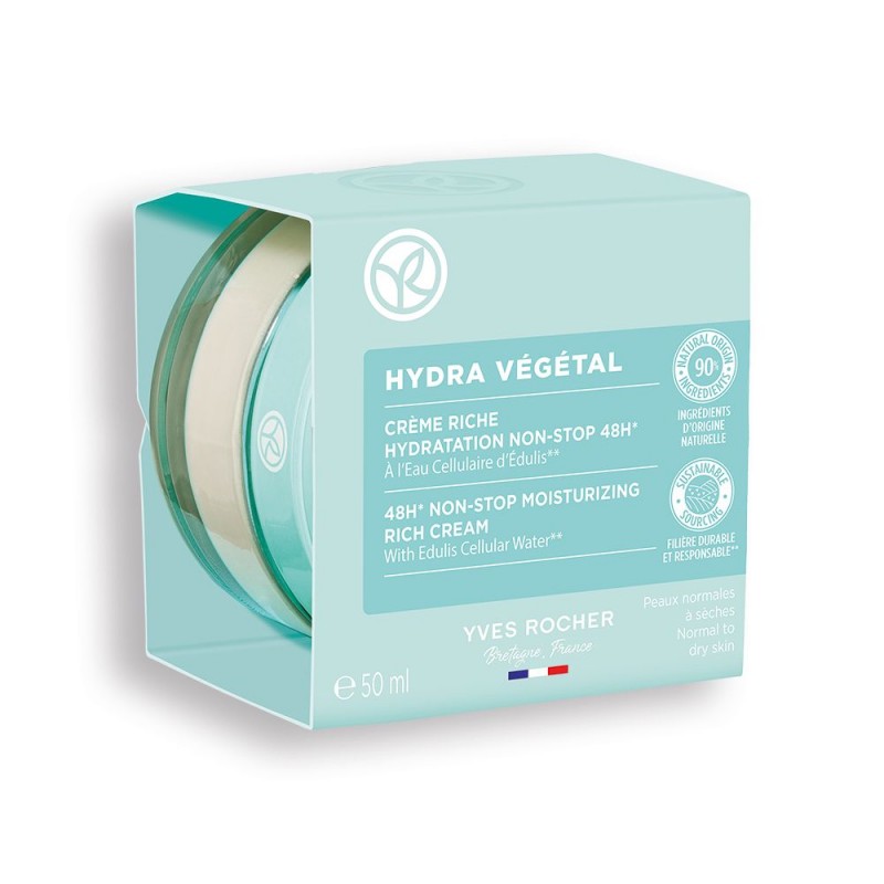 Yves Rocher Hydra Vegetal 48H Non-stop Moisturizing Rich Cream 48ч нон-стоп хидратиращ крем за нормална към суха кожа 50мл