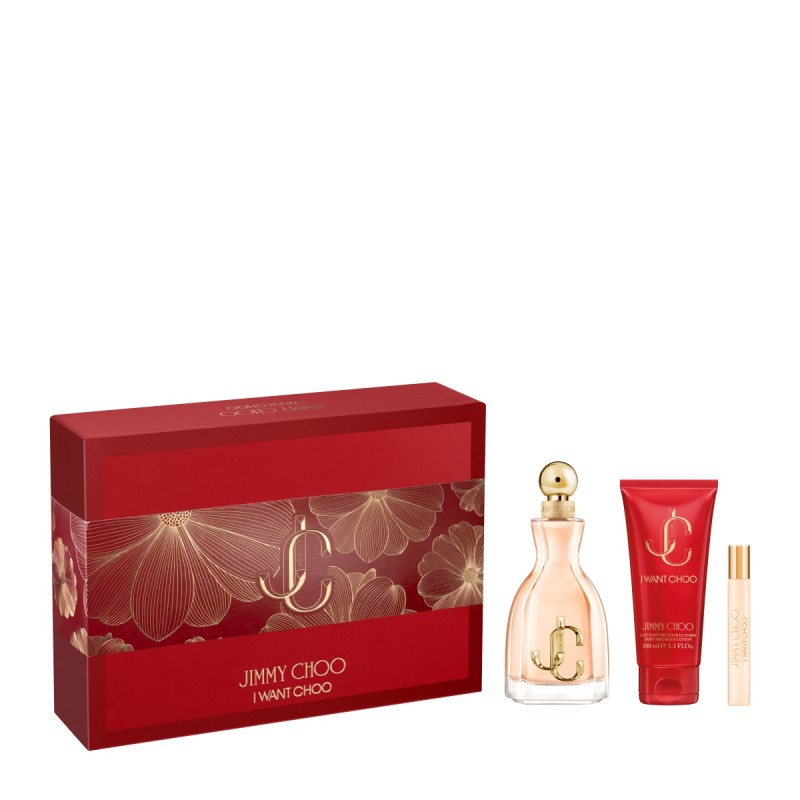 Jimmy Choo I Want Choo - Подаръчен комплект за жени: 100мл парфюм EDP +7,5мл парфюм ЕДР+ 100мл лосион за тяло