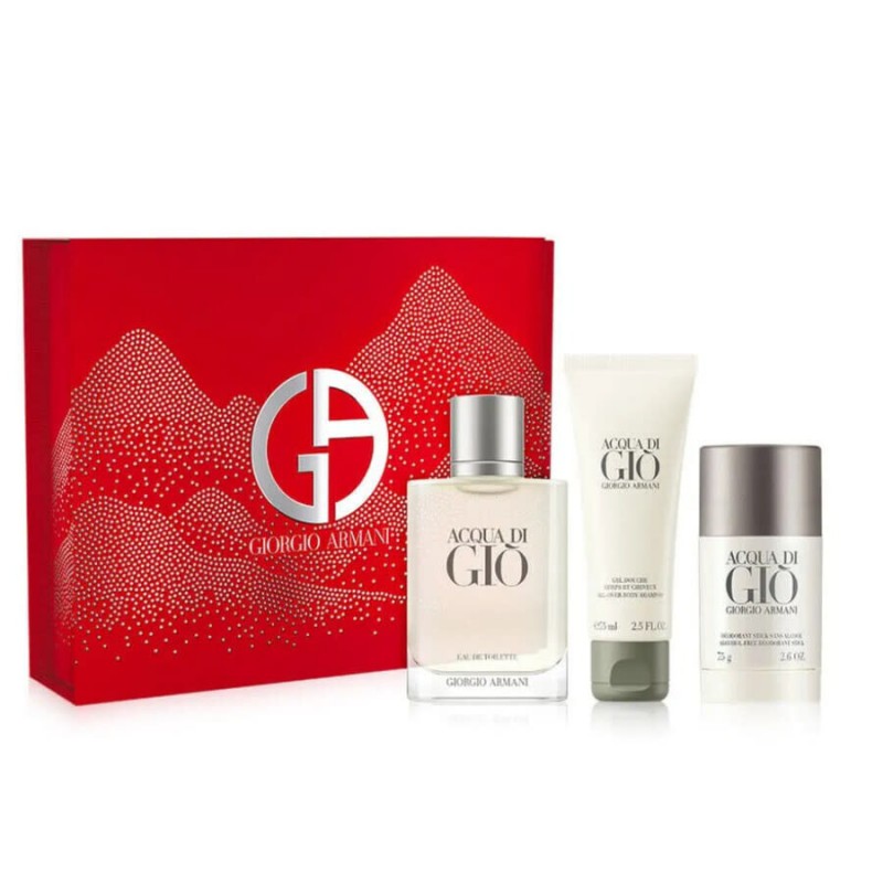 Giorgio Armani Acqua Di Gio - Подаръчен комплект за мъже: 100мл тоалетна вода + 75мл душ гел  + 75мл део стик 