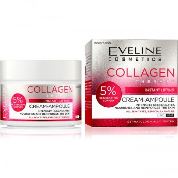 EVELINE CREAM-AMPOULE COLLAGEN ДНЕВЕН/НОЩЕН КРЕМ ЗА ЛИЦЕ ЗА НЕЗАБАВЕН ЛИФТИНГ