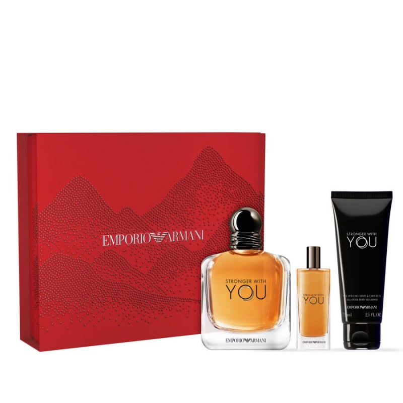 Emporio Armani - Подаръчен комплект за мъже: 100мл тоалетна вода + 15мл тоалетна вода + 75мл шампоан