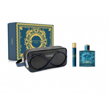 Versace Eros - Подаръчен комплект за мъже: 100мл парфюм EDP + 10мл парфюм EDP + несесер