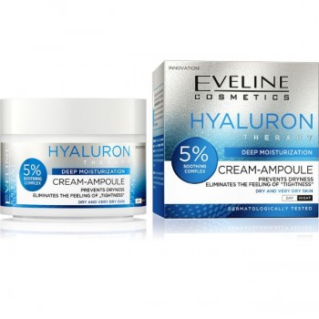 EVELINE CREAM-AMPOULE HYALURON ДНЕВЕН/НОЩЕН КРЕМ ЗА ЛИЦЕ ЗА ДЪЛБОКА ХИДРАТАЦИЯ