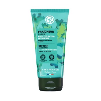 Yves Rocher Refresh 2-in-1 - Eксфолираща маска 2в1 от Yves Rocher – с био водорасли за 72 часа чиста, детоксикирана коса и освежен скалп.