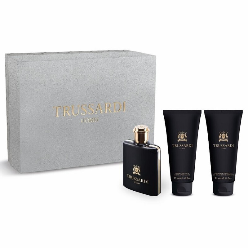 Trussardi UOMO - Подаръчен комплект за мъже: 100мл тоалетна вода + 100мл део спрей + 200мл шампоан и душ гел
