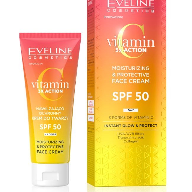 EVELINE ХИДРАТИРАЩ КРЕМ ЗА ЛИЦЕ SPF 50 С ВИТАМИН С