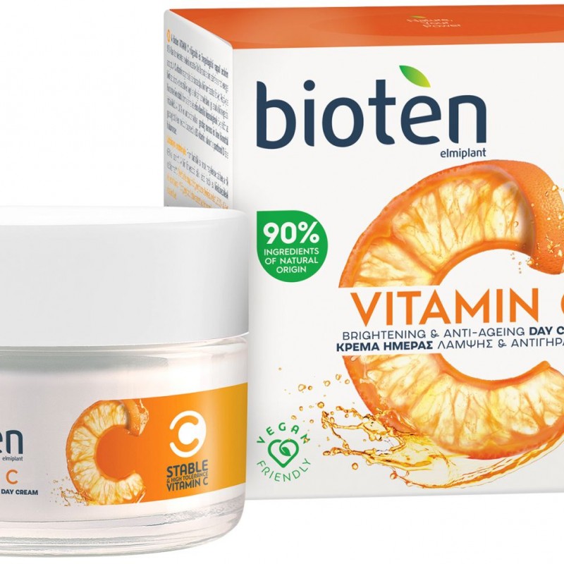 Bioten Vitamin C Brightening & Anti-Ageing Day Cream - Дневен крем против стареене с витамин C, 50мл