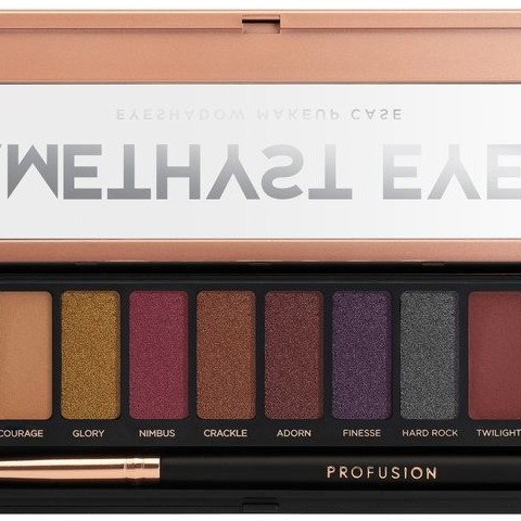 Profusion Cosmetics Amethyst Eyes Eyeshadow Makeup Case - Палитра с 12 цвята сенки за очи и четка