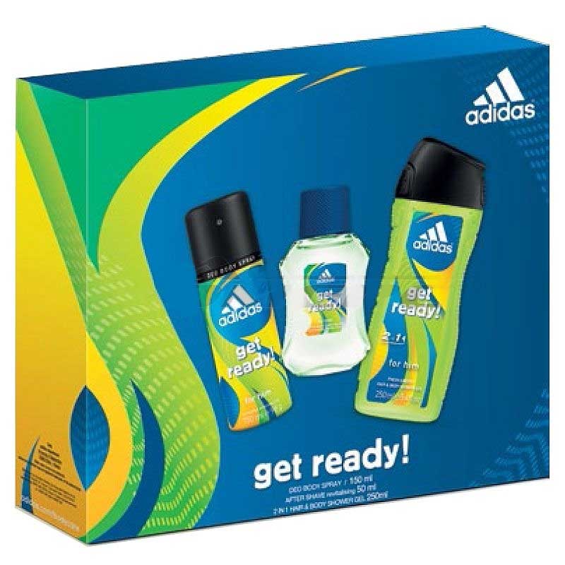 Adidas Get Ready Мъжки комплект Део спрей 150мл + Афтършейв лосион 50мл + Душ гел 250мл