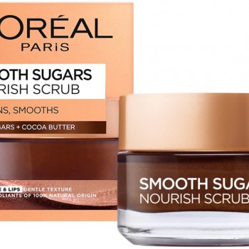LOREAL Smooth Sugars Nourish Scrub - Почистващ захарен скраб за лице за суха кожа