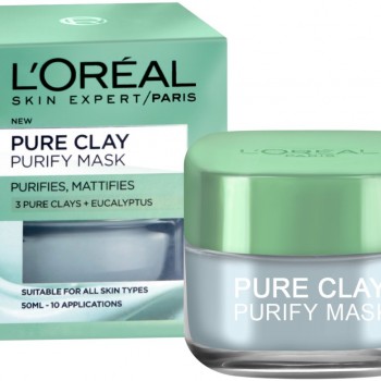 LOREAL Pure Clay Purify Mask Почистваща и матираща маска за лице с 3 вида глина и евкалипт от серията "Pure Clay" 50мл