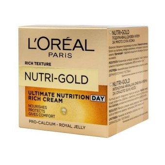LOREAL Paris Nutri Gold Ultimate Nutrition Rich Day Cream - Дневен подхранващ крем за лице за суха кожа