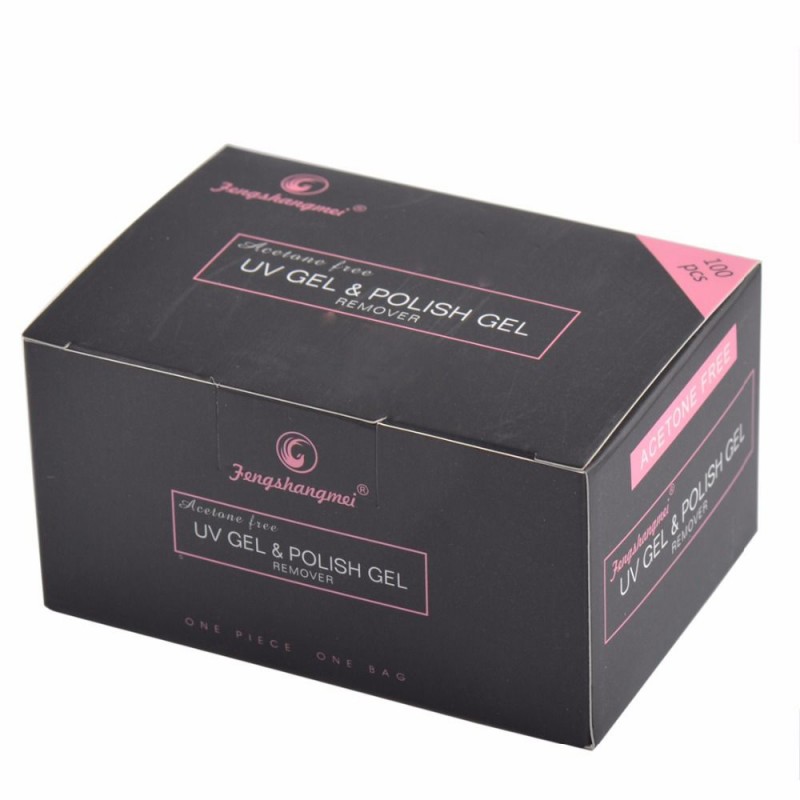 Fengshangmei 100pcs Acetone Free Gel Polish Remover Nail Wraps - Пакетчета за премахване на гел лак без ацетон 100бр.