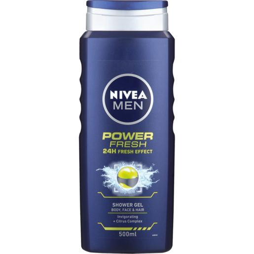 Nivea Men Power Fresh Shower Gel Душ гел за мъже за лице, коса и тяло с ментол 500мл