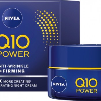 Nivea Q10 Power Anti-Wrinkle + Firming Night Cream - Възстановяващ нощен крем за лице против бръчки от серията "Q10 Power" 50мл