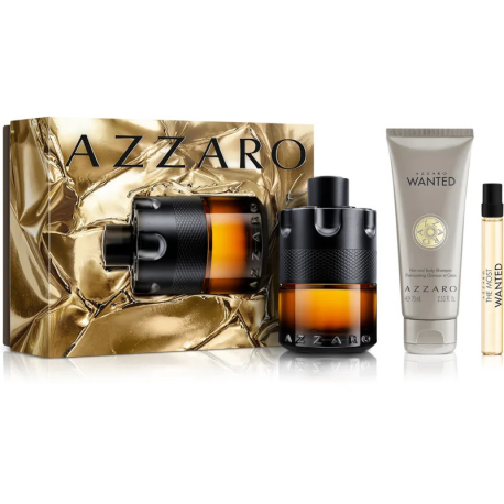 Azzaro The Most Wanted Parfum - Подаръчен комплект за мъже ЕДП 100 мл + ЕДП 10 мл + шампоан за коса и тяло 75 мл
