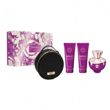 Versace Dylan Purple - Подаръчен комплект за жени: 100мл парфюм EDP + 100мл лосион за тяло + 100мл душ гел + несесер