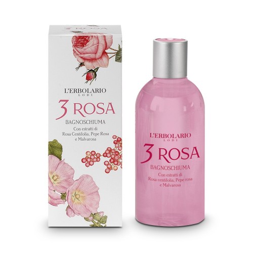 L'erbolario 3 Rosa Shower Gel - Пяна за вана и душ с екстракт от Многолистна роза, Розов пипер и Хибискус 250мл