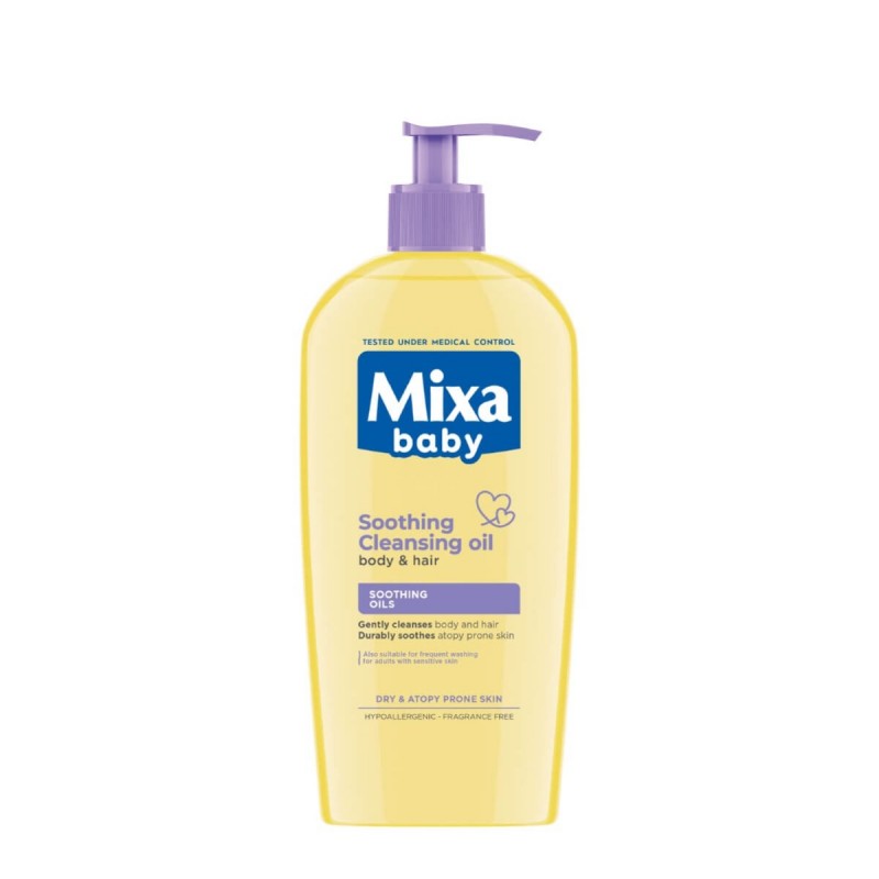 MIXA BABY Soothing Cleansing Oil успокояващо бебешко измивно олио за коса и тяло със суха и атопична кожа 250 мл