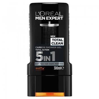 Loreal Men Expert Total Clean 5 in 1 - Душ гел за коса, тяло, лице, бръснене и овлажняване за мъже 300мл