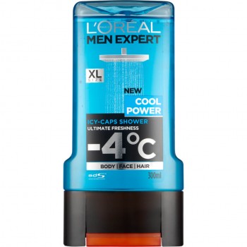LOREAL Men Expert Cool Power Icy-Caps Shower - Охлаждащ и освежаващ душ гел за коса, тяло и лице за мъже 300мл
