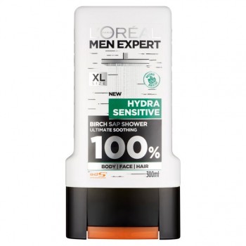 Loreal Men Expert Hydra Sensitive - Душ гел за лице, тяло и коса за мъже 300мл